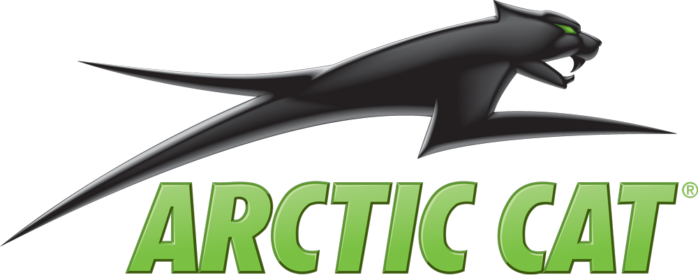 Arctic Cat logo - A stylized representation of the Arctic Cat brand with bold green text with a black cat above it