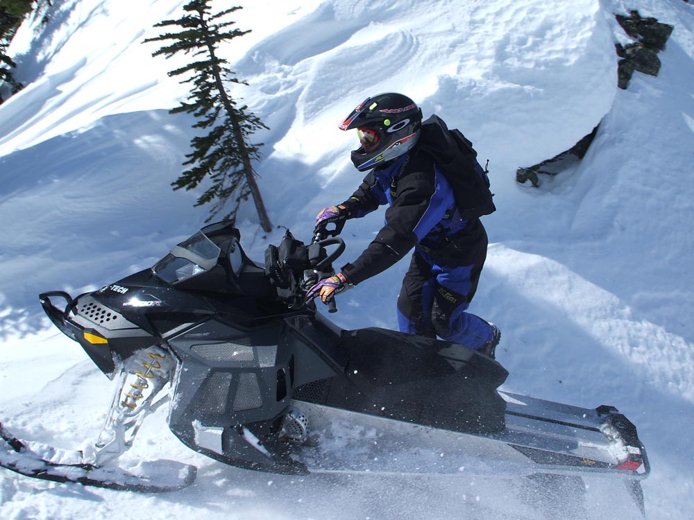 Clayton on XP - A vintage image capturing Clayton on an XP model Ski-Doo in March 2008 at Hi-Torque Rollers.