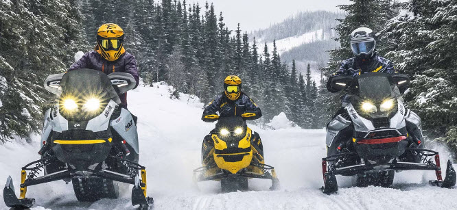 Ski-Doo Snowmobiles in Winter 2024 - A captivating image showcasing Ski-Doo snowmobiles against a snowy backdrop.